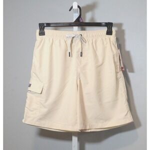 NWT Chaps Men's Size S Beige Swim Shorts UPF 50 Drawstring Waist Mesh Lining